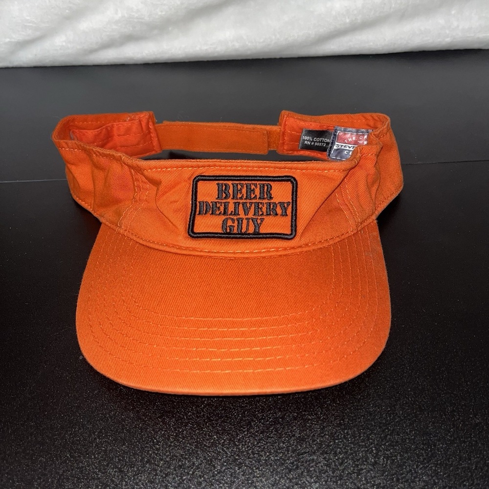 BEER DELIVERY GUY Visor Hat ORANGE Adjustable Embroidered Logo Steve & Barry's